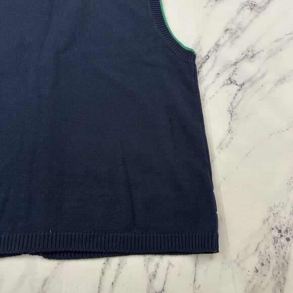 Koret Womens Vintage 90s Sweater Vest Size L Navy Blue Green Floral Embroidered - Picture 8 of 9